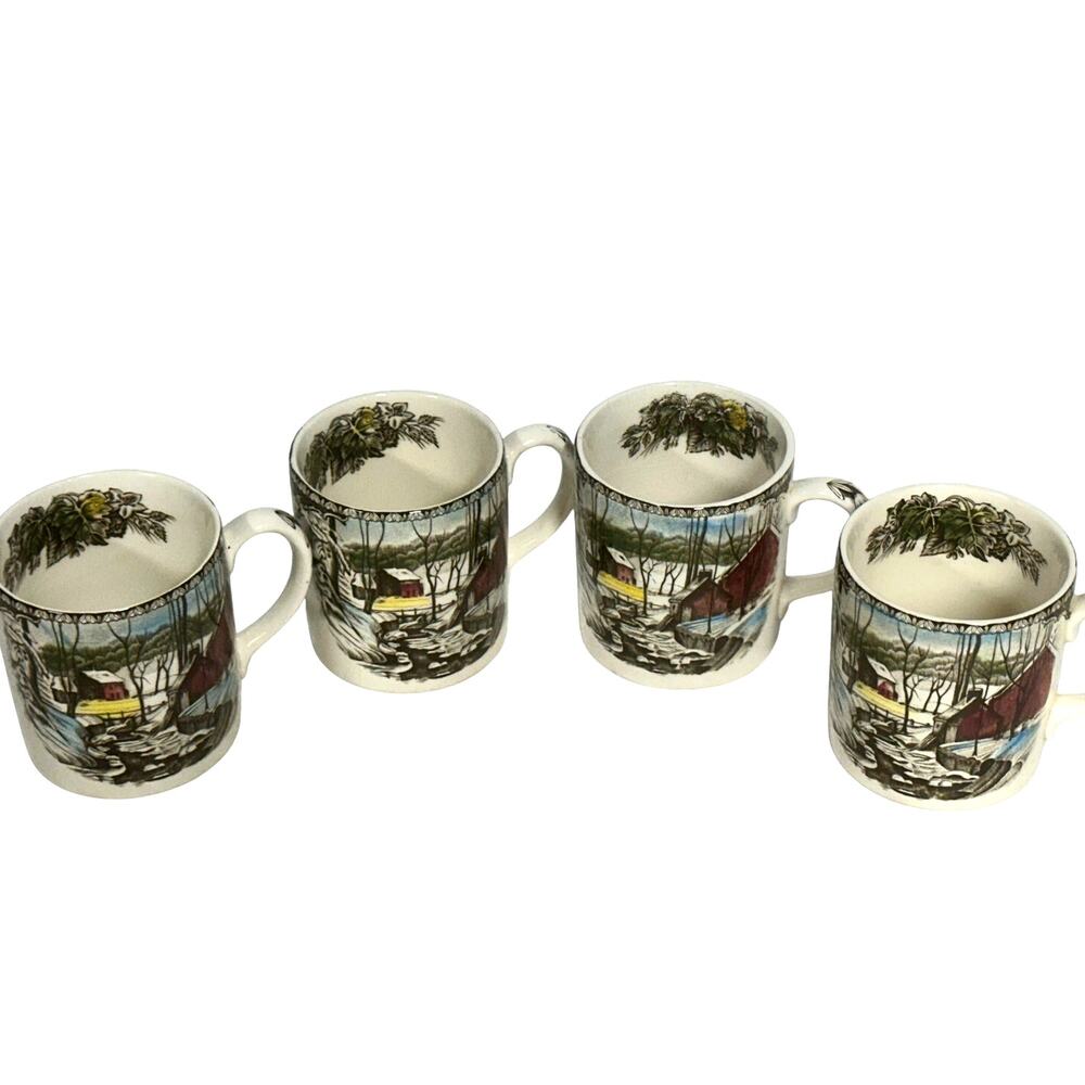 Johnson Bros Friendly Village England Vintage Ice House Demitasse Cups-Set of 4